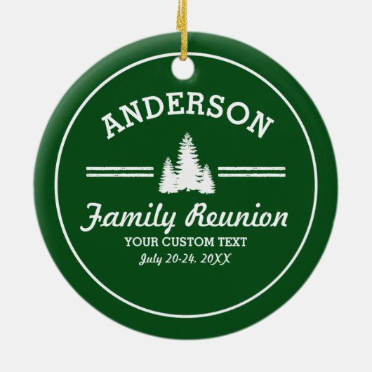 レトロの家族会はまたは|の素朴な松の木をつまずかせます セラミックオーナメント (裏面)