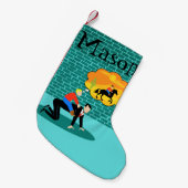 レトロの小さいカウボーイのクリスマスのストッキング スモールクリスマスストッキング (正面 (吊り時))