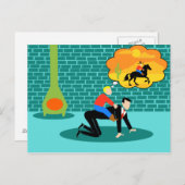 レトロの小さいカウボーイの郵便はがき ポストカード (正面/裏面)