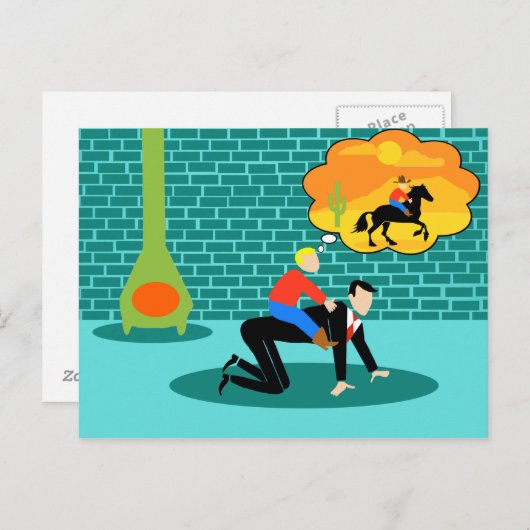 レトロの小さいカウボーイの郵便はがき ポストカード (正面/裏面)