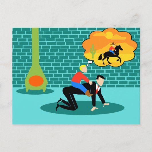 レトロの小さいカウボーイの郵便はがき ポストカード (正面)
