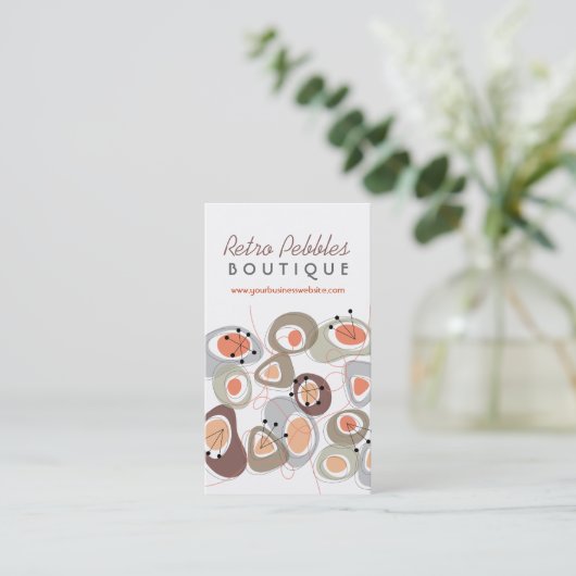 レトロの小石の溶岩の形のビーチパターン素晴しいおもしろい 名刺 (スタンド正面)