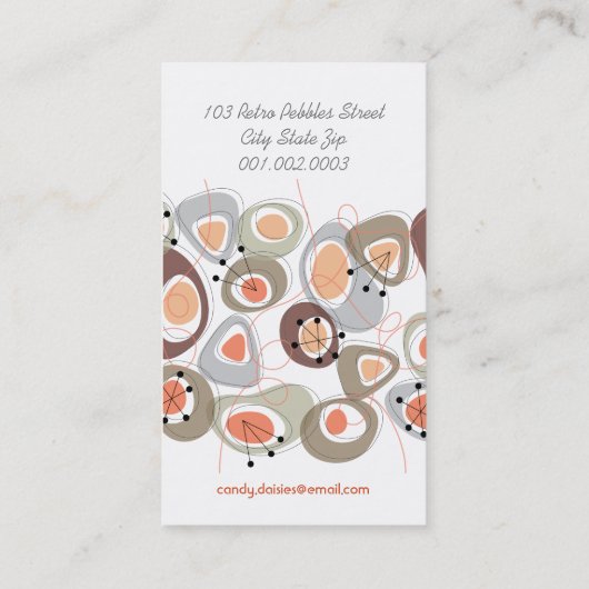 レトロの小石の溶岩の形のビーチパターン素晴しいおもしろい 名刺 (裏面)
