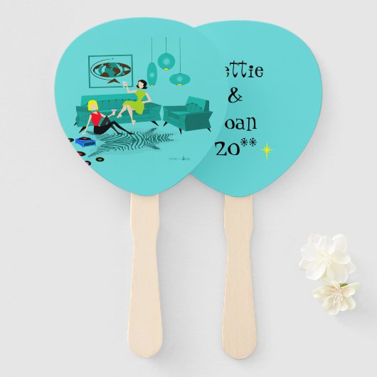 レトロの少女の夜が一連のファン ハンドファン (正面&裏面)