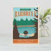 レトロの屋外BBQの招待 招待状 (スタンド正面)