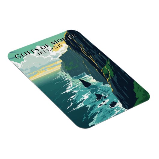 レトロの崖のモハーアイルランド風景旅行 マグネット (右側)