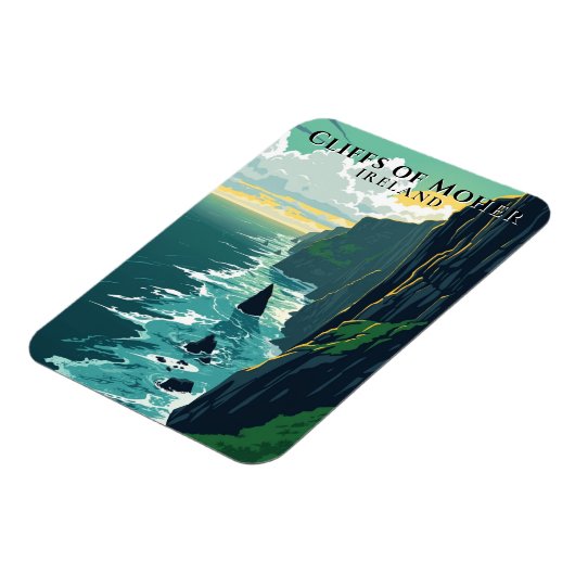 レトロの崖のモハーアイルランド風景旅行 マグネット (左側)