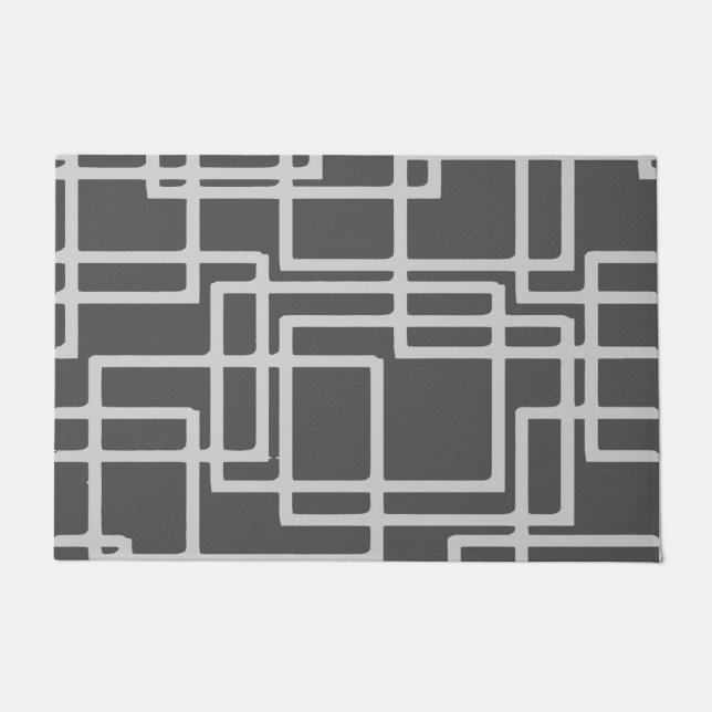 レトロの嵐の灰色のモダンによって白くされる石板の正方形 ドアマット (正面)