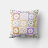 レトロの市松模様に花 クッション (裏面)