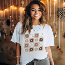 レトロの市松模様に花Tシャツ