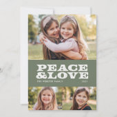 レトロの平和と愛の緑3枚の写真 シーズンカード (正面)
