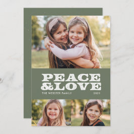 レトロの平和と愛の緑3枚の写真 シーズンカード