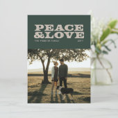 レトロの平和と愛クリスマスの休日の写真カード シーズンカード (スタンド正面)