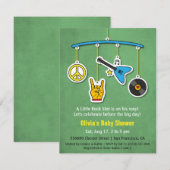 レトロの平和ギターのロックンロールの男の赤ちゃんのシャワー 招待状 (正面/裏面)