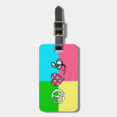 レトロの平和愛および音楽 ラゲッジタグ (正面縦)