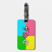 レトロの平和愛および音楽 ラゲッジタグ (裏面縦)