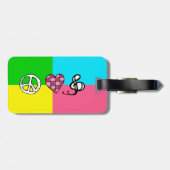 レトロの平和愛および音楽 ラゲッジタグ (裏面横)