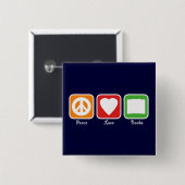 レトロの平和、愛は、ボタンを予約します(暗い) 缶バッジ (正面&裏面)