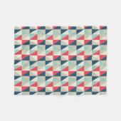 レトロの幾何学的で赤くおよび青の三角形パターン フリースブランケット (正面(横))