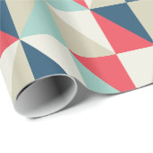 レトロの幾何学的で赤くおよび青の三角形パターン ラッピングペーパー (ロールコーナー)