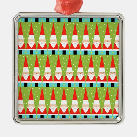 レトロの幾何学的なサンタスクエアのオーナメント メタルオーナメント (正面)