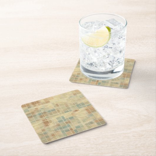 レトロの幾何学的なパターン2 スクエアペーパーコースター (インサイチュ)