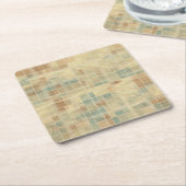 レトロの幾何学的なパターン2 スクエアペーパーコースター (アングル)