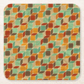 レトロの幾何学的なパターン4 スクエアペーパーコースター (正面)