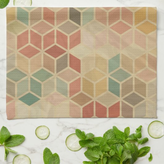 レトロの幾何学的なパターン5 キッチンタオル (折り畳み)