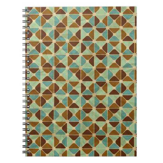 レトロの幾何学的なパターン ノートブック (正面)