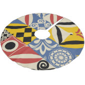 レトロの幾何学的な形状:アズレヨスのタイル。 ブラッシュドポリエステルツリースカート (アングル)