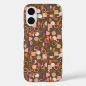 レトロの幾何学的な形状(茶色のピンクとオレンジ) Case-Mate iPhoneケース (裏面)