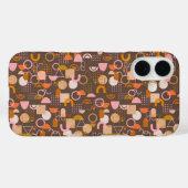 レトロの幾何学的な形状(茶色のピンクとオレンジ) Case-Mate iPhoneケース (裏面 (横))