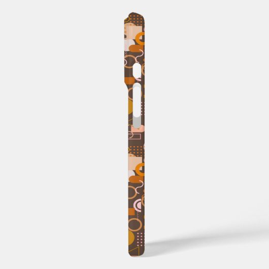 レトロの幾何学的な形状(茶色のピンクとオレンジ) Case-Mate iPhoneケース (裏面 / 左)