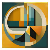 レトロの幾何学的抽象化の円と長方形 ポスター (正面)