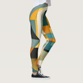 レトロの幾何学的抽象化の円と長方形 レギンス (右)