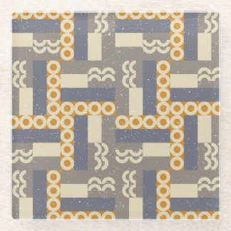 レトロの幾何形状、パタモダンーン ガラスコースター