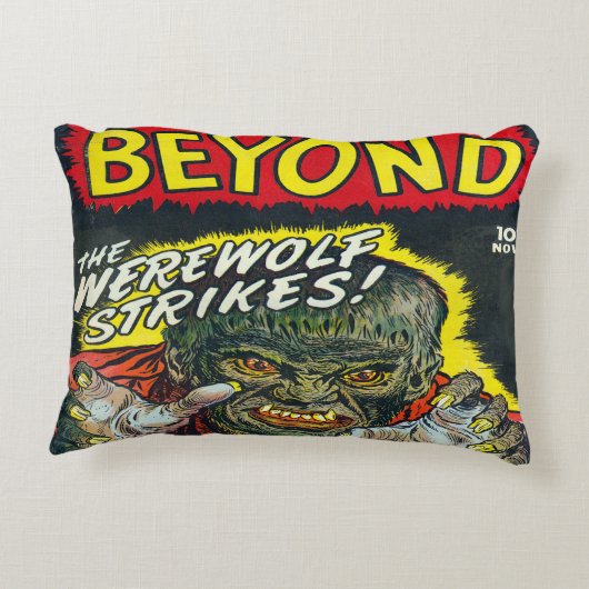 レトロの恐怖Wolfmanの漫画本のヴィンテージ アクセントクッション (裏面)
