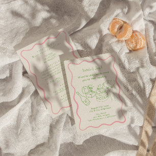 レトロの手ファンキーでモダンすべて引結婚いた 招待状