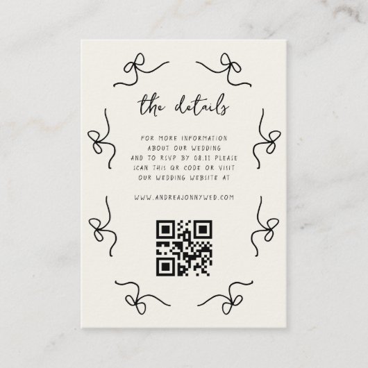 レトロの手フランスの描きQRコード詳細 エンクロージャーカード (正面)