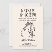 レトロの手予測できなで描いた結婚串 招待状 (正面)