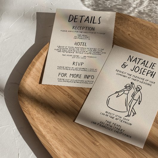 レトロの手予測できなで描いた結婚串 招待状