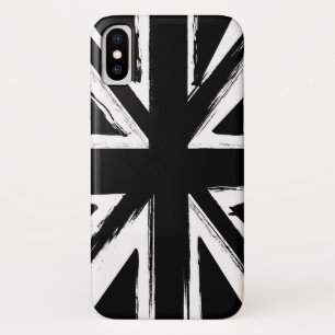 レトロの抽象的で黒い英国国旗のデザイン iPhone X ケース