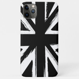 レトロの抽象的で黒い英国国旗の設計 iPhone 11 PRO MAXケース