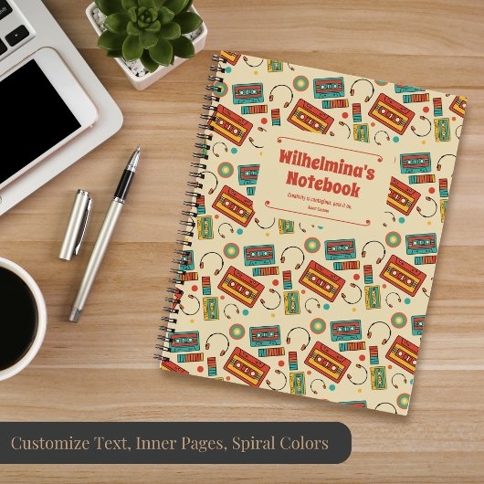 レトロの振動 – 1980sカセットテープのパターン ノートブック