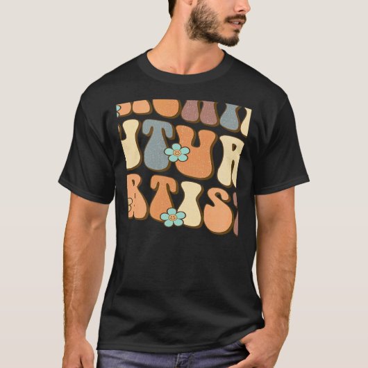 レトロの教え未来アーティスト先生学生 Tシャツ (正面)
