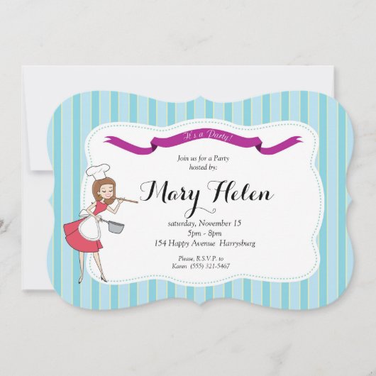 レトロの料理のディナー・パーティのパーソナライズな招待状 招待状 (正面)