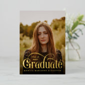 レトロの斜光卒業箔の発表 箔招待状 (立ち正面)