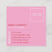 レトロの新お気に入りの規 |ビジネスブランディングピンク スクエア名刺 (裏面)