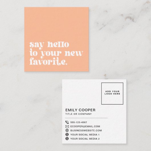 レトロの新お気に入りの規 |ビジネスブランディング桃 スクエア名刺 (正面/裏面)